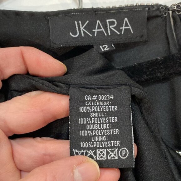 JKara Beaded Dress Black Blouson Sleeveless Size 12 - Picture 14 of 16